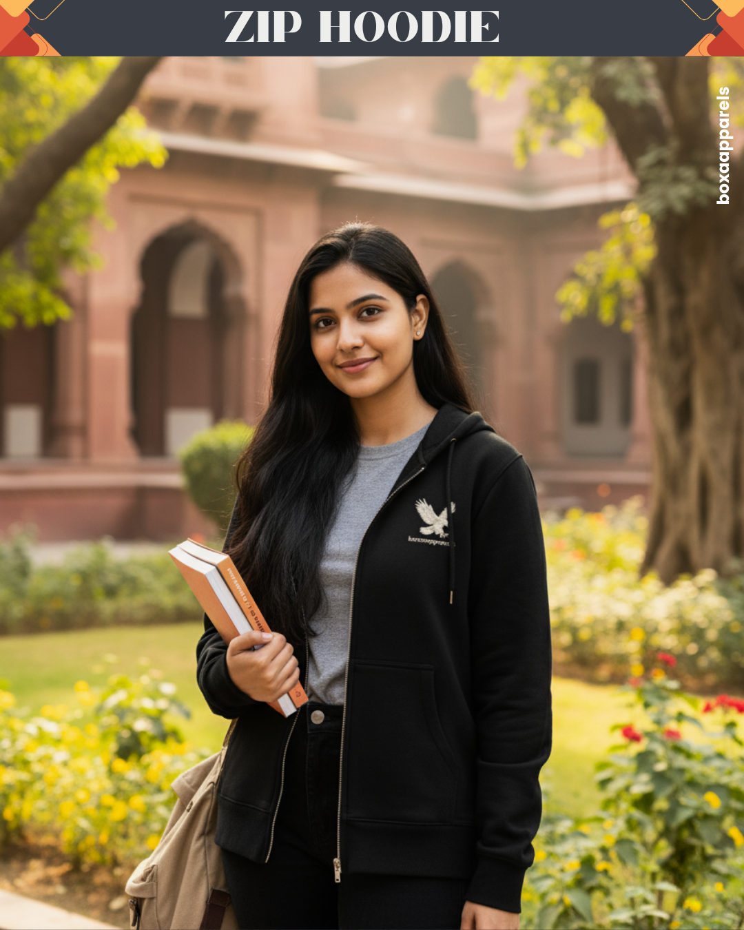 Boxaapparels Unisex Zip Hoodie Black