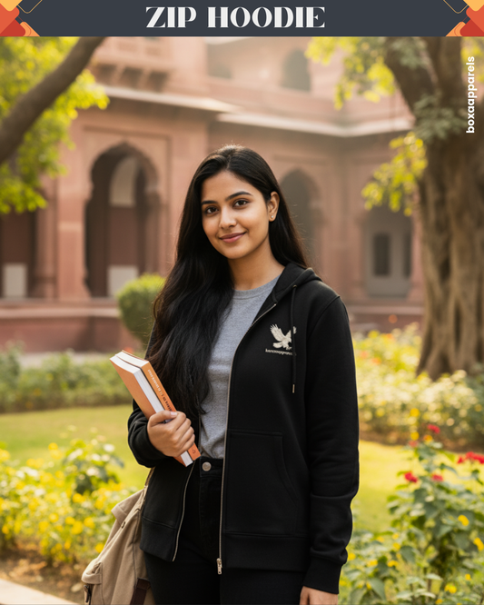 Boxaapparels Unisex Zip Hoodie Black