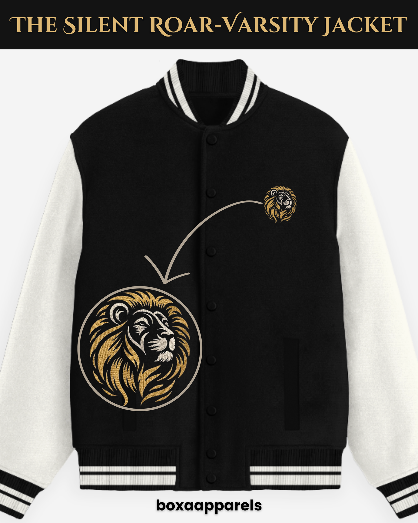 The Silent Roar – Unisex Varsity Jacket | Minimal Lion Embroidery