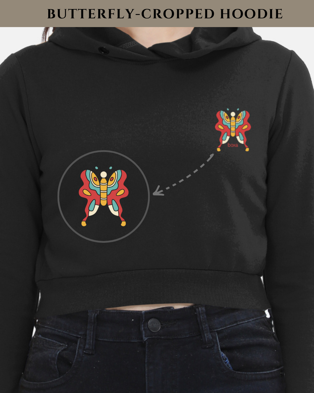Whispers of Change – Butterfly Female Cropped Hoodie