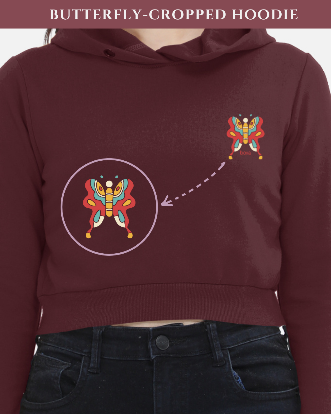 Whispers of Change – Butterfly Female Cropped Hoodie
