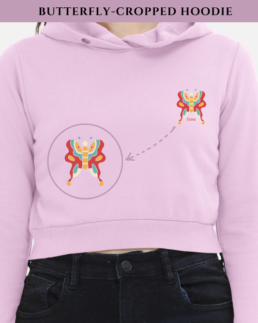Whispers of Change – Butterfly Female Cropped Hoodie